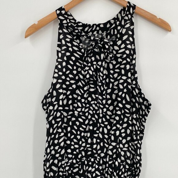 Womens Black White Sleeveless Halter Neck Knee Length A Line Dress Size Small - Picture 4 of 10